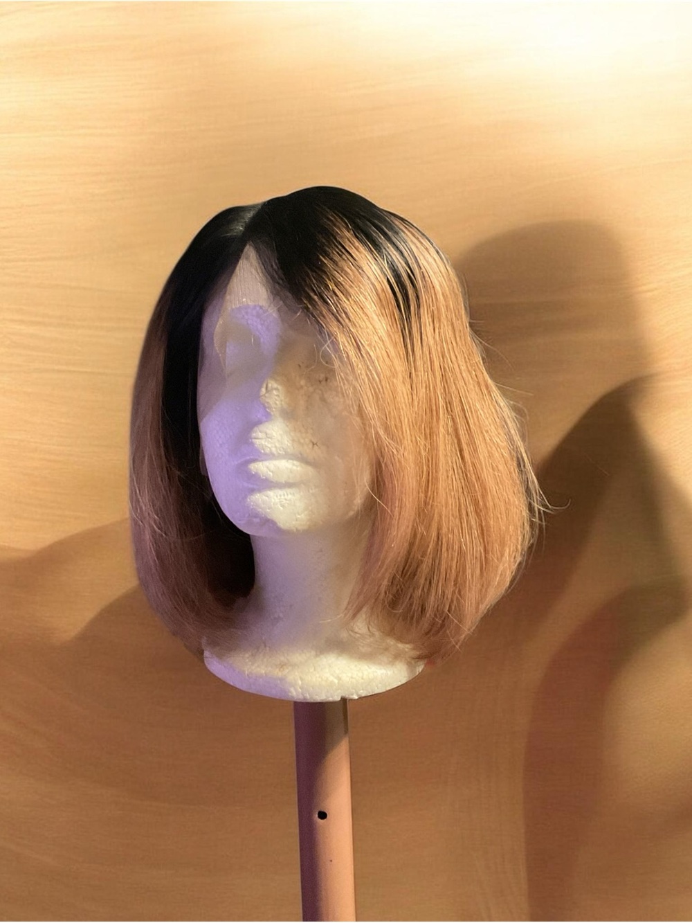 Short Ombre Bob Wig in Black to Honey Blonde - Unbranded